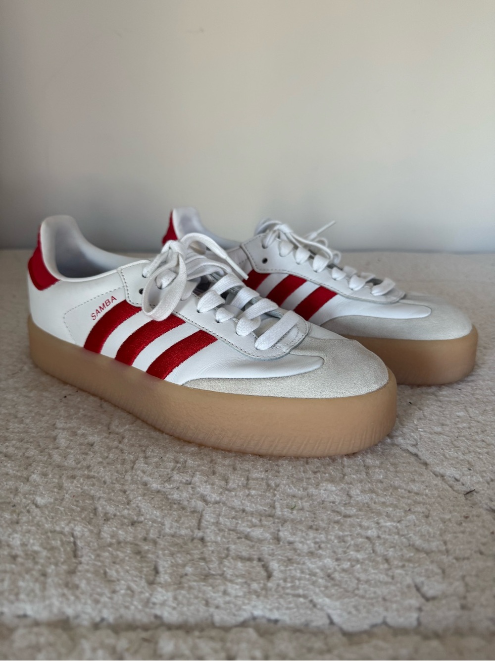 Adidas Samba Platform White Red Gum Sneakers Women’s Size 7 NWOT